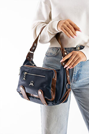 Kadın Postacı Çanta Çapraz Askılı Vegan Deri Omuz Çantası 32*22 Cm Suni Deri Mega Bag