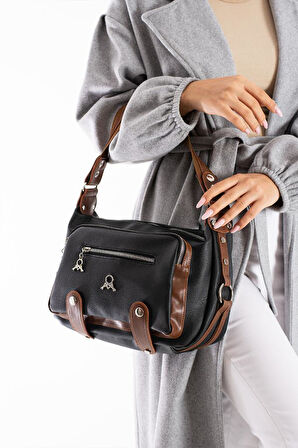 Kadın Postacı Çanta Çapraz Askılı Vegan Deri Omuz Çantası 32*22 Cm Suni Deri Mega Bag