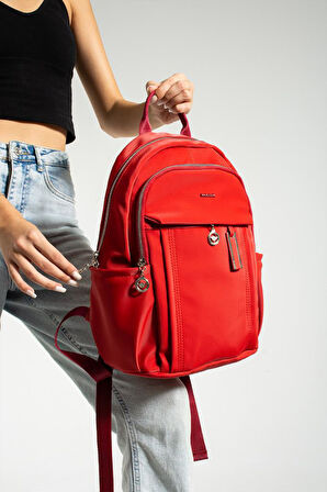 Saten Kumaş Kadın Sırt Çantası 38*28 Cm Yağmur İtici Kumaş Mega Bag Günlük Kullanıma Uygun