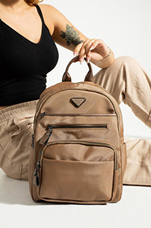 Saten Kumaş Kadın Sırt Çantası 35*25 Cm Yağmur İtici Kumaş Mega Bag Günlük Kullanıma Uygun