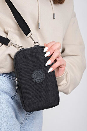 Klinkır Kumaş Mini Çapraz Askılı Kadın Cep Telefonu Çantası Mini Cüzdan Çanta 20*10 Cm Su İtici
