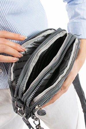 Klinkır Kumaş Mini Çapraz Askılı Kadın Çanta Yağmur Geçirmez El Askılı Çanta 20*10 Cm Mega Bag