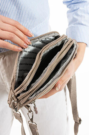 Klinkır Kumaş Mini Çapraz Askılı Kadın Çanta Yağmur Geçirmez El Askılı Çanta 20*10 Cm Mega Bag