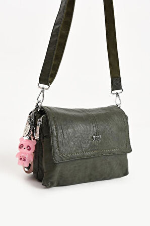 Y.S.Deri Kadın Postacı Çanta 28*18 Cm Vegan Deri Işıklı Aksesuar Charm Çapraz Askılı Omuz Çantası 