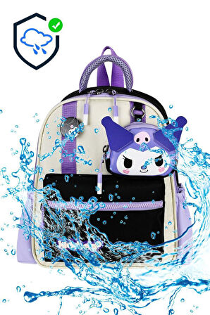 Kız Çocuk Anaokulu Sırt Çantası Kuromi Benzeri Kreş Çantası 33*25 Cm Ortopedik Su İtici Kumaş