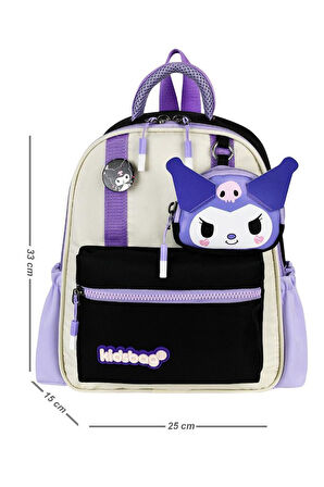 Kız Çocuk Anaokulu Sırt Çantası Kuromi Benzeri Kreş Çantası 33*25 Cm Ortopedik Su İtici Kumaş