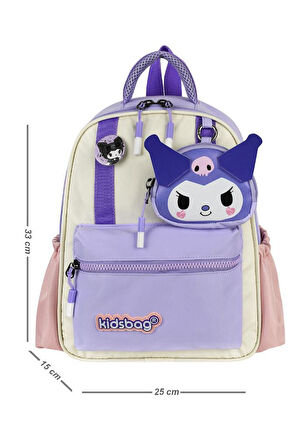 Kız Çocuk Anaokulu Sırt Çantası Kuromi Benzeri Kreş Çantası 33*25 Cm Ortopedik Su İtici Kumaş