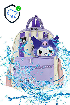 Kız Çocuk Anaokulu Sırt Çantası Kuromi Benzeri Kreş Çantası 33*25 Cm Ortopedik Su İtici Kumaş