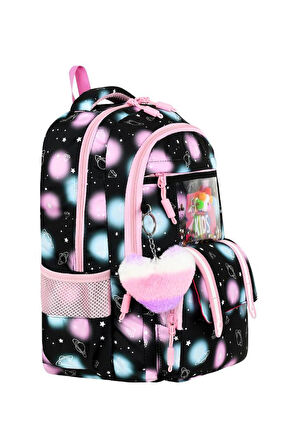 İlkokul Çantası Kız Çocuk 3'lü Set 42*30 Cm Beslenme Çantası Kalem Kutusu Ortopedik Su İtici Kumaş