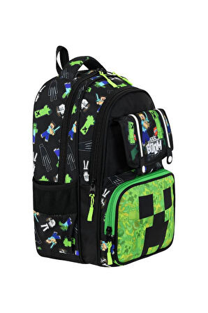 İlkokul Çantası MineCraft 3'lü Set 42*30 Cm Beslenme Çantası Kalem Kutusu Ortopedik Erkek Çocuk