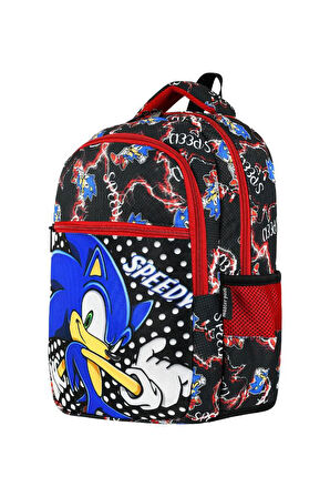 İlkokul Çantası Sonic 2'li Set 40*30 Cm Beslenme Çantası Ortopedik Sırt Çantası Erkek Çocuk