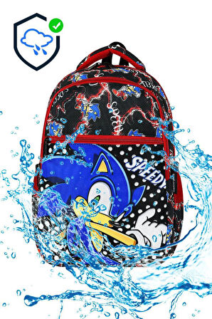 İlkokul Çantası Sonic 2'li Set 40*30 Cm Beslenme Çantası Ortopedik Sırt Çantası Erkek Çocuk