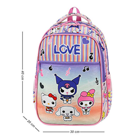 İlkokul Çantası Kuromi 2'li Set 40*30 Cm Beslenme Çantası Ortopedik Sırt Çantası Kız Çocuk