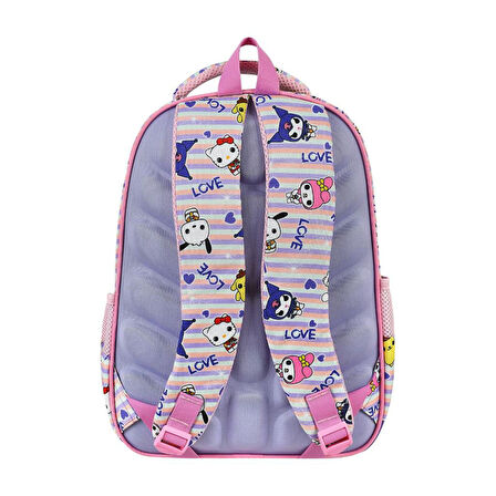 İlkokul Çantası Kuromi 2'li Set 40*30 Cm Beslenme Çantası Ortopedik Sırt Çantası Kız Çocuk