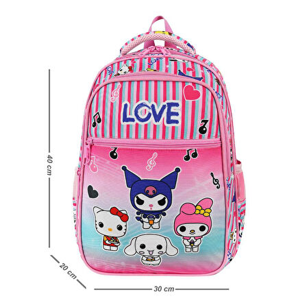 İlkokul Çantası Kuromi 2'li Set 40*30 Cm Beslenme Çantası Ortopedik Sırt Çantası Kız Çocuk