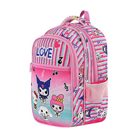 İlkokul Çantası Kuromi 2'li Set 40*30 Cm Beslenme Çantası Ortopedik Sırt Çantası Kız Çocuk