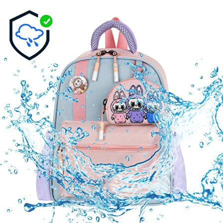 Kız Çocuk Anaokulu Sırt Çantası Melodi-Labubu Kreş Çantası 33*25 Cm Ortopedik Su İtici Kumaş