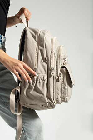 Unisex Okul Çantası Su İtici Hafif Klinkır Kumaş Günlük Sırt Çantası 40*30 Cm Çok Cepli