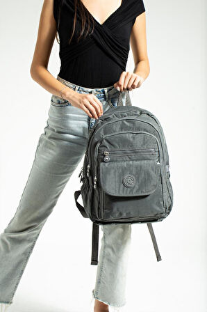 Unisex Okul Çantası Su İtici Hafif Klinkır Kumaş Günlük Sırt Çantası 40*30 Cm Çok Cepli