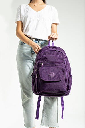 Unisex Okul Çantası Su İtici Hafif Klinkır Kumaş Günlük Sırt Çantası 40*30 Cm Çok Cepli