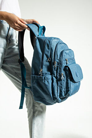 Unisex Okul Çantası Su İtici Hafif Klinkır Kumaş Günlük Sırt Çantası 40*30 Cm Çok Cepli