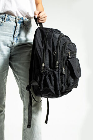 Unisex Okul Çantası Su İtici Hafif Klinkır Kumaş Günlük Sırt Çantası 40*30 Cm Çok Cepli