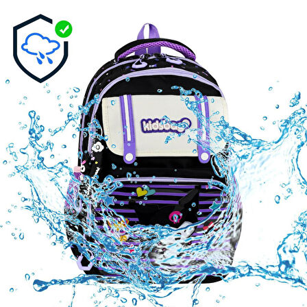 İlkokul Kız Çocuk Çantası 3'lü Set Kuromi Benzeri 40*30 Cm Beslenme Çantası Kalem Kutusu Ortopedik