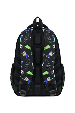 İlkokul Çantası MineCraft 3'lü Set 42*30 Cm Beslenme Çantası Kalem Kutusu Ortopedik Erkek Çocuk