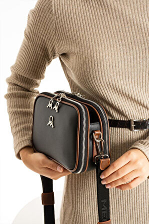 Çapraz Askılı Kadın Omuz Çantası 25*15 Cm Vegan Deri Mega Bag Postacı Çanta Suni Deri 