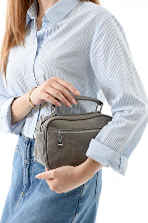 Vegan Deri Kadın Postacı Çanta 21*15 Cm Yıkama Suni Deri Omuz Çantası Çapraz Askılı Çanta