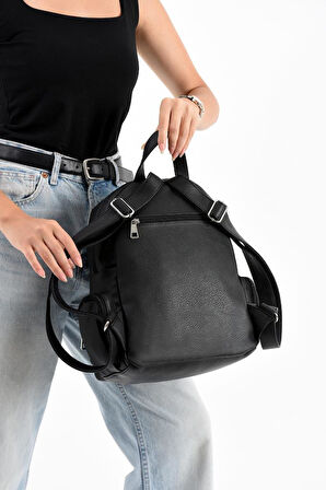 Suni Deri Kadın Sırt Çantası 35*25 Cm Mega Bag Günlük Kullanıma Uygun Çok Cepli İçi Astarlı