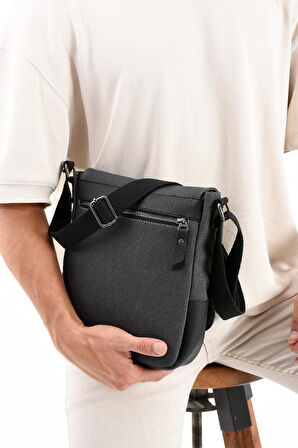 Kanvas Kumaş Tablet Çantası Erkek Postacı Çanta 27*23 Cm Çapraz Askılı Omuz Çantası 