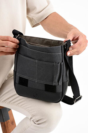 Kanvas Kumaş Tablet Çantası Erkek Postacı Çanta 27*23 Cm Çapraz Askılı Omuz Çantası 