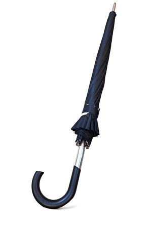 Protokol Baston Şemsiye 16 Fiber Telli Siyah Renk 115 Cm Çap Kapalı Boyut 95 Cm Kılıfsız 