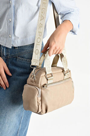 Suni Deri Kadın Omuz Çantası 25*17 Cm Çapraz Askılı Postacı Çanta Mega Bag Vegan Deri Kol Çantası