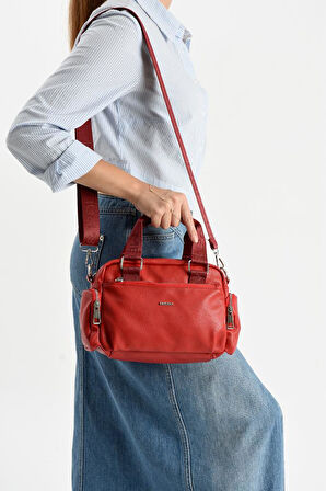 Suni Deri Kadın Omuz Çantası 25*17 Cm Çapraz Askılı Postacı Çanta Mega Bag Vegan Deri Kol Çantası