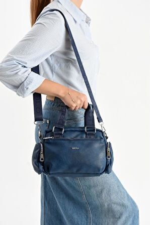 Suni Deri Kadın Omuz Çantası 25*17 Cm Çapraz Askılı Postacı Çanta Mega Bag Vegan Deri Kol Çantası