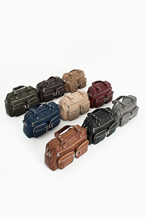 Suni Deri Kadın Omuz Çantası 35*25 Cm Çapraz Askılı Postacı Çanta Çok Cepli Vegan Deri Kol Çantası