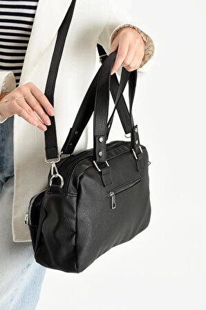 Suni Deri Kadın Omuz Çantası 35*25 Cm Çapraz Askılı Postacı Çanta Çok Cepli Vegan Deri Kol Çantası