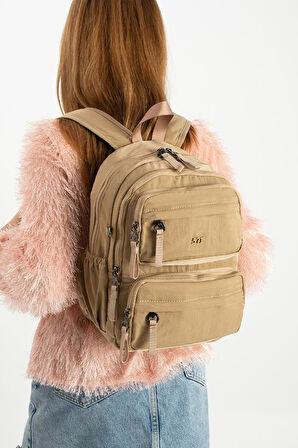 Kadın Sırt Çantası Ultra Hafif Poliamid Kumaş Su Geçirmez Çok Cepli Günlük Sırt Çantası 35*25 Cm 