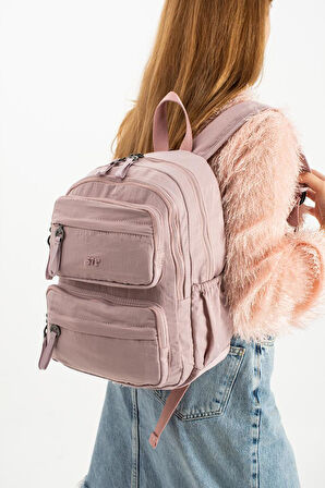 Kadın Sırt Çantası Ultra Hafif Poliamid Kumaş Su Geçirmez Çok Cepli Günlük Sırt Çantası 35*25 Cm 