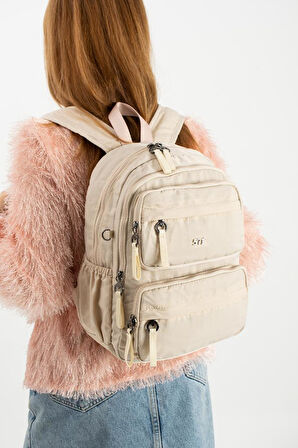 Kadın Sırt Çantası Ultra Hafif Poliamid Kumaş Su Geçirmez Çok Cepli Günlük Sırt Çantası 35*25 Cm 