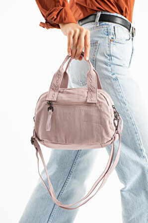 Kadın Omuz Çantası Elde Tutmalı Çapraz Askılı Postacı Kadın Çantası 20*27 Cm Astarlı Hafif Kumaş 