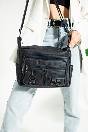 Y.S.Deri Kadın Postacı Çanta Çok Cepli 30*20 Cm Vegan Deri kadin Çapraz Askılı Omuz Çantası