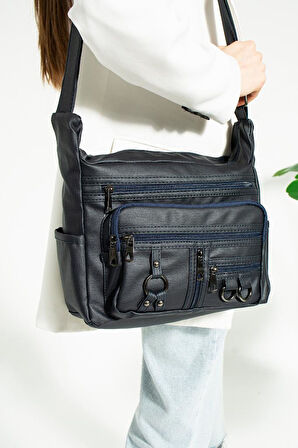 Y.S.Deri Kadın Postacı Çanta Çok Cepli 30*20 Cm Vegan Deri kadin Çapraz Askılı Omuz Çantası