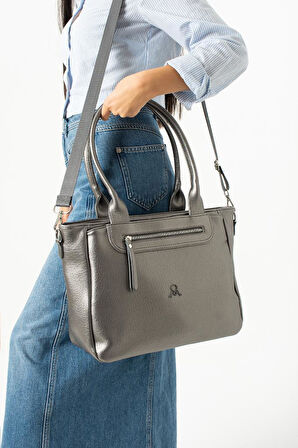 Suni Deri Kadın Omuz Çantası 35*28 Cm Çapraz Askılı Postacı Çanta Çok Cepli Vegan Deri Kol Çantası