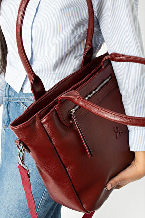 Suni Deri Kadın Omuz Çantası 35*28 Cm Çapraz Askılı Postacı Çanta Çok Cepli Vegan Deri Kol Çantası