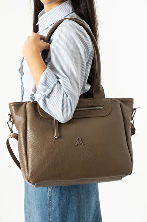 Suni Deri Kadın Omuz Çantası 35*28 Cm Çapraz Askılı Postacı Çanta Çok Cepli Vegan Deri Kol Çantası