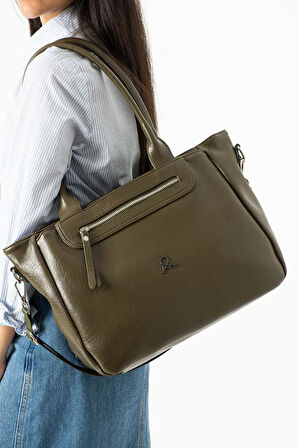 Suni Deri Kadın Omuz Çantası 35*28 Cm Çapraz Askılı Postacı Çanta Çok Cepli Vegan Deri Kol Çantası