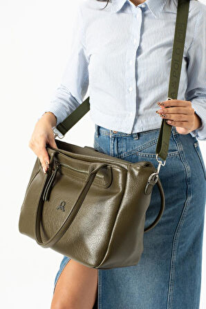 Suni Deri Kadın Omuz Çantası 35*28 Cm Çapraz Askılı Postacı Çanta Çok Cepli Vegan Deri Kol Çantası